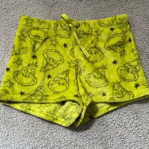 Grinch Themed Fleece Shorts soft stretchy